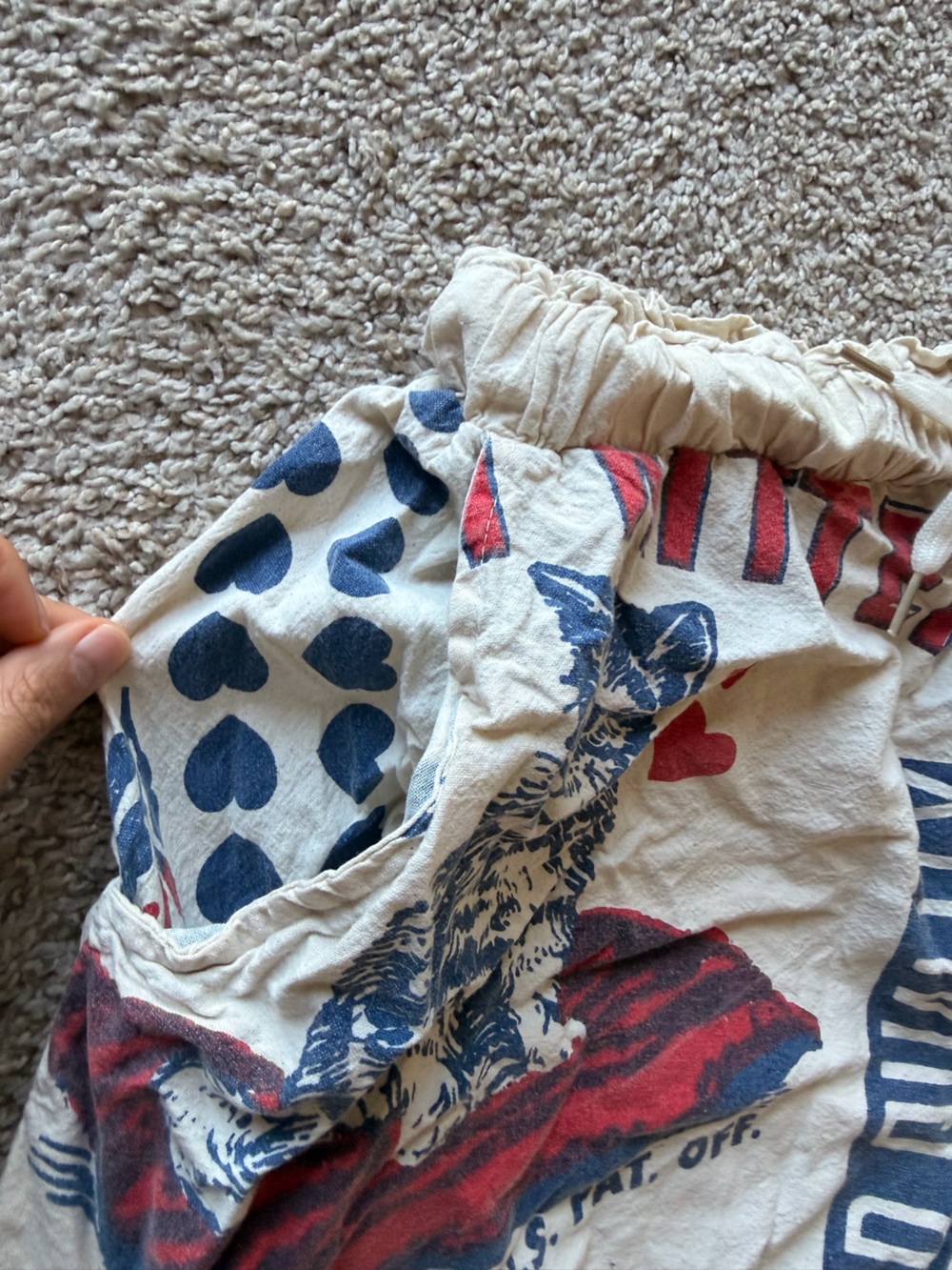 Sweet Kitten Graphic womens Shorts - Cream with Red & Blue Print - Picture 5 of 10